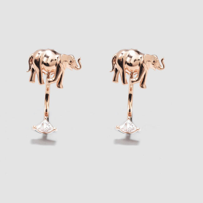 Noémie Elephant Earrings - 18K Gold Natural Diamonds