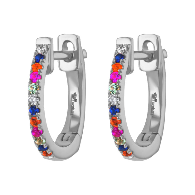The Huggie Earrings VS quality stone diamond multi-color sapphire black-diamond 18K black rose white yellow
