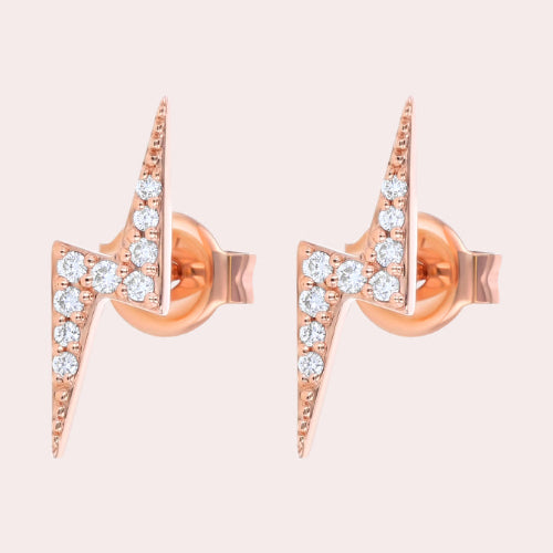The White Diamond Lightning Bolt Stud single earring rose white yellow 18K gold VS quality diamond