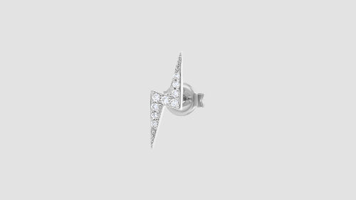 White Diamond Lightning Bolt Stud - 18K Gold | VS Clarity