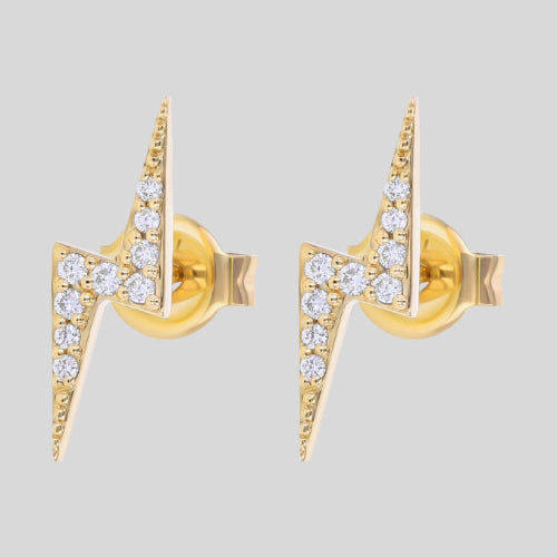 The White Diamond Lightning Bolt Stud single earring rose white yellow 18K gold VS quality diamond