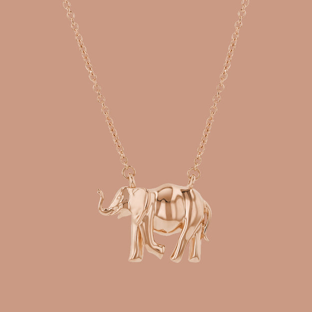 Noémie Elephant Pendant Necklace Charms Nature Layering Statement Dainty Rose Gold 18K gold